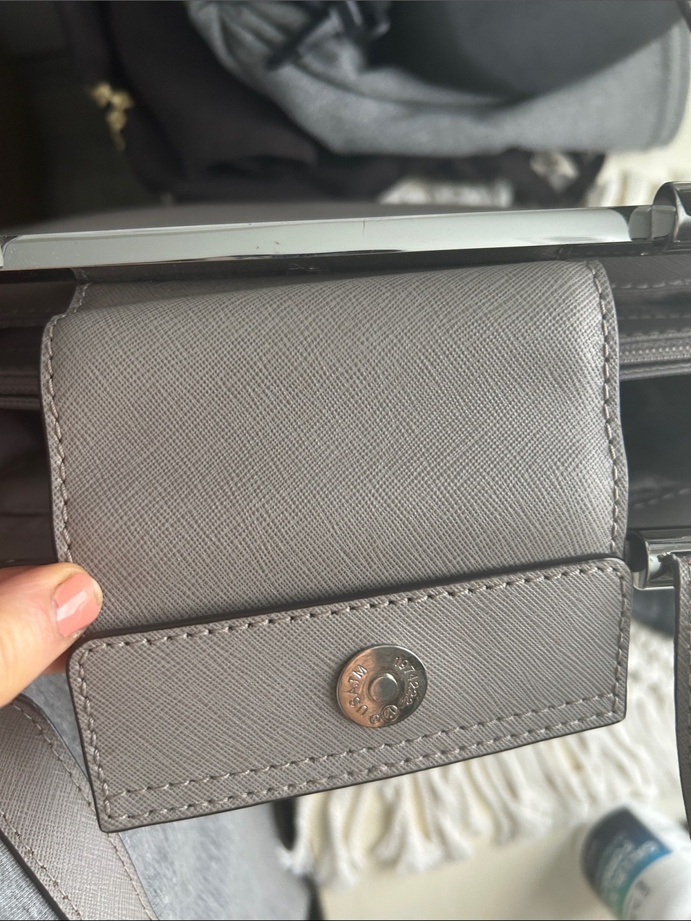 Michael Kors Taupe Gray Leather Shoulder Bag - Picture 5 of 16